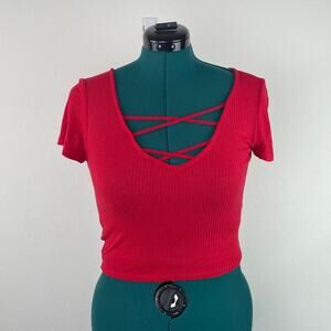 Factorie Red Crop Top, Size M